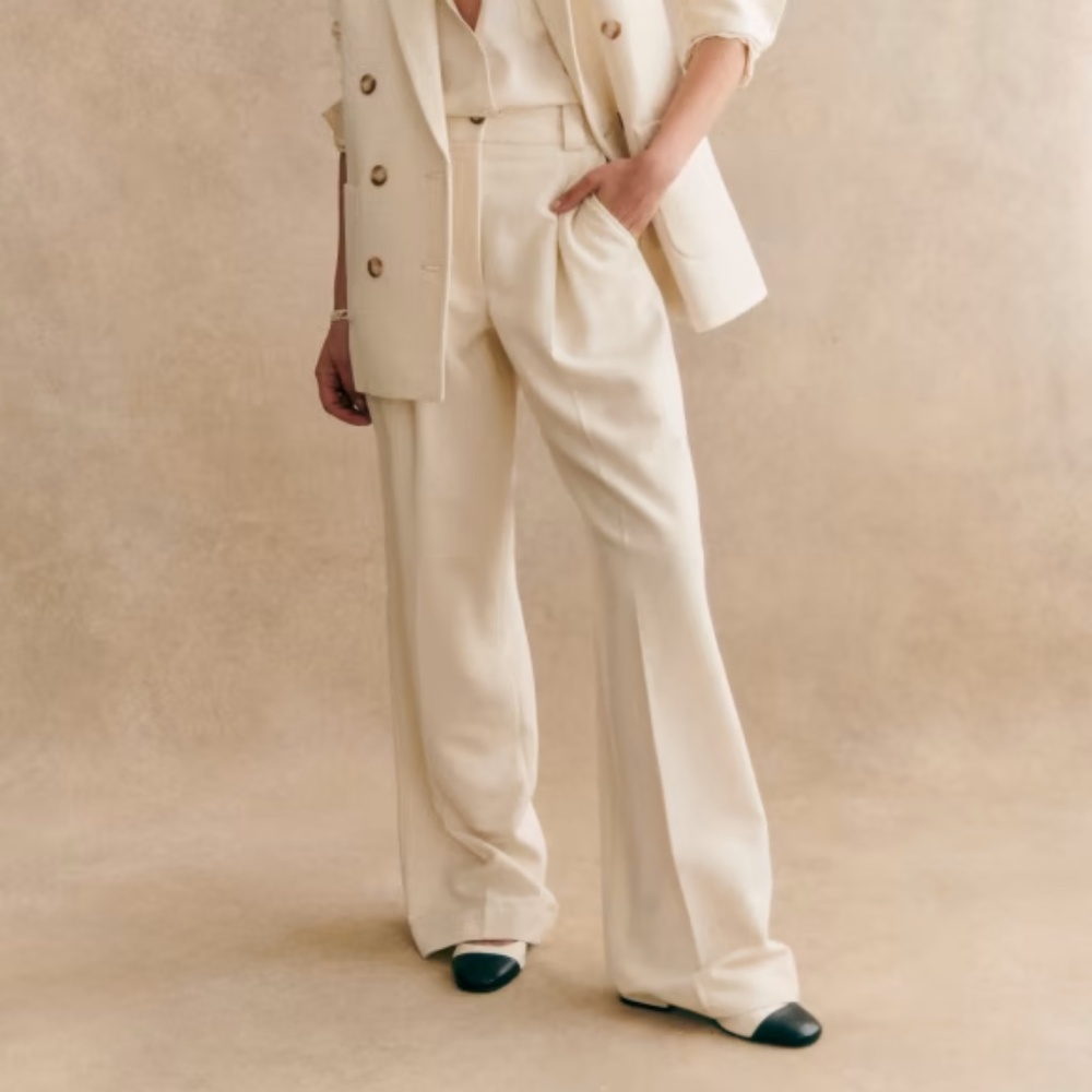 [NWT] Sézane Théophile Trousers Ecru Size EU 34 (US 2)
